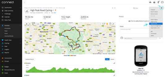 Getting GPX files from Garmin Connect
