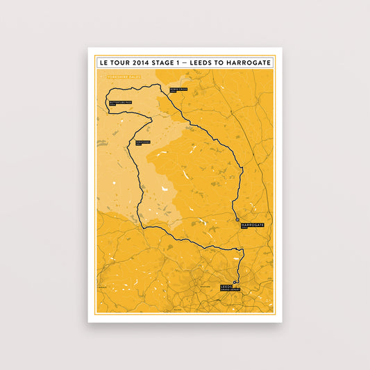 Tour de France 2014 Stage 1 Map Yorkshire – Poster – The English Cyclist