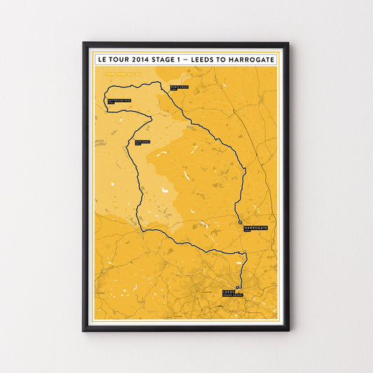 Tour de France 2014 Stage 1 Map Yorkshire – Poster – The English Cyclist
