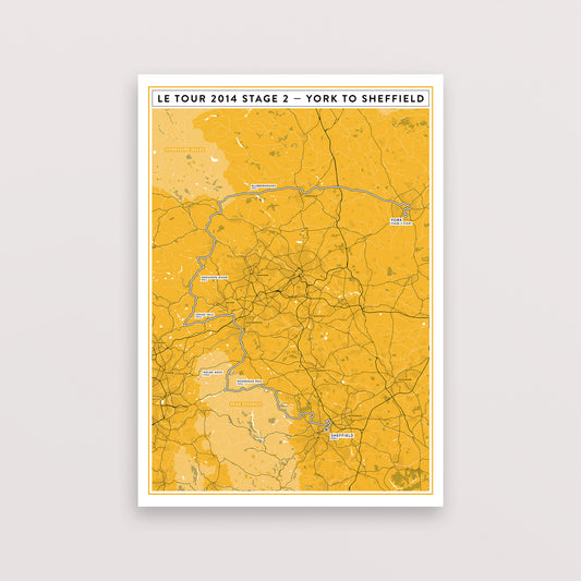 Tour de France 2014 Stage 2 Map Yorkshire – Poster – The English Cyclist