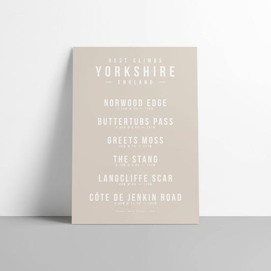 Climbs of Yorkshire, England – Poster – The English Cyclist