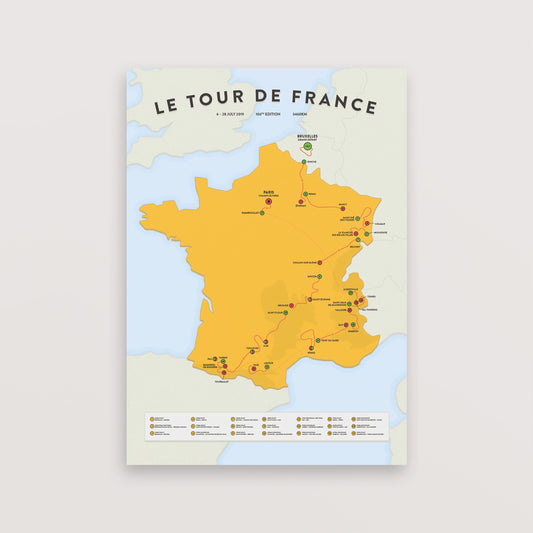 Tour de France Map – Poster – The English Cyclist