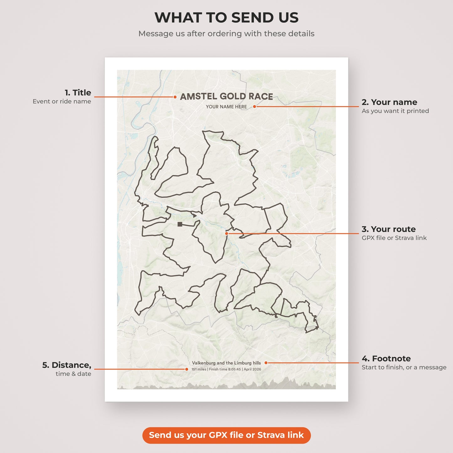Amstel Gold Race map print personalisation explained