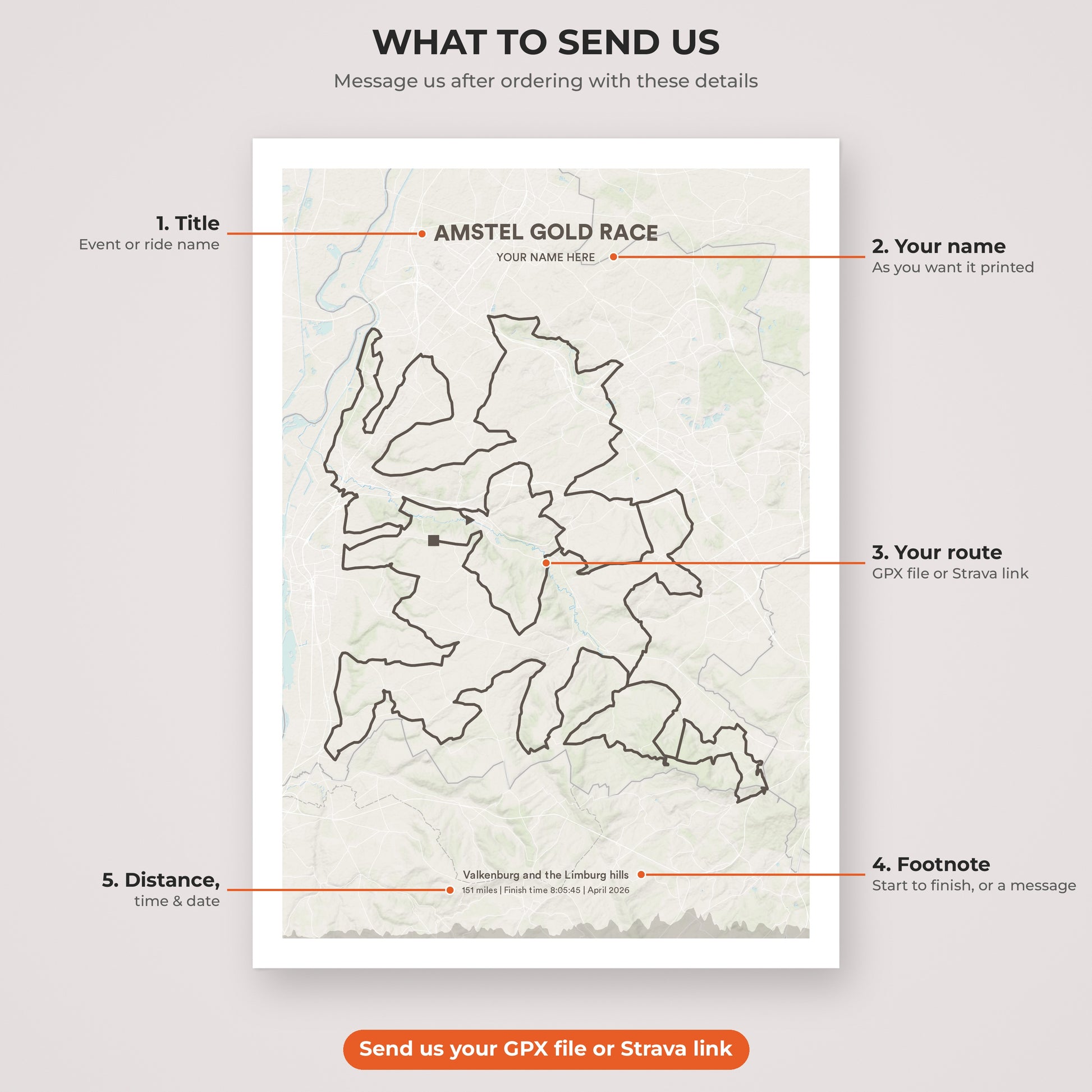Amstel Gold Race map print personalisation explained