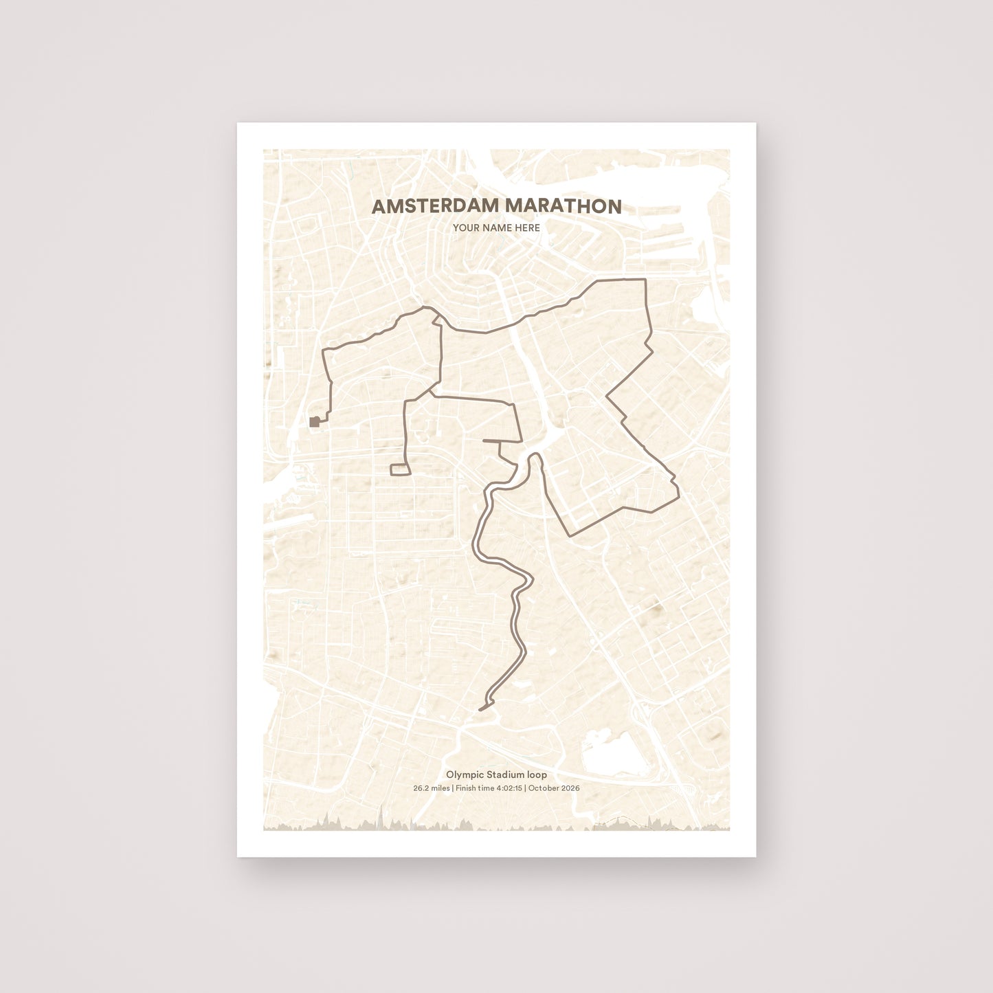 Amsterdam Marathon personalised map print