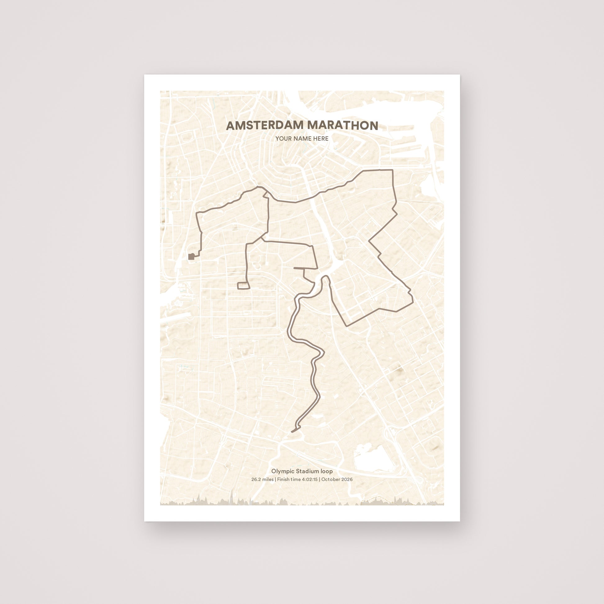 Amsterdam Marathon personalised map print