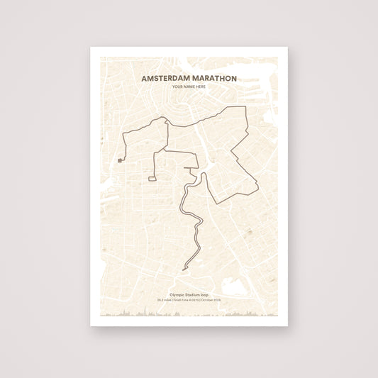 Amsterdam Marathon personalised map print