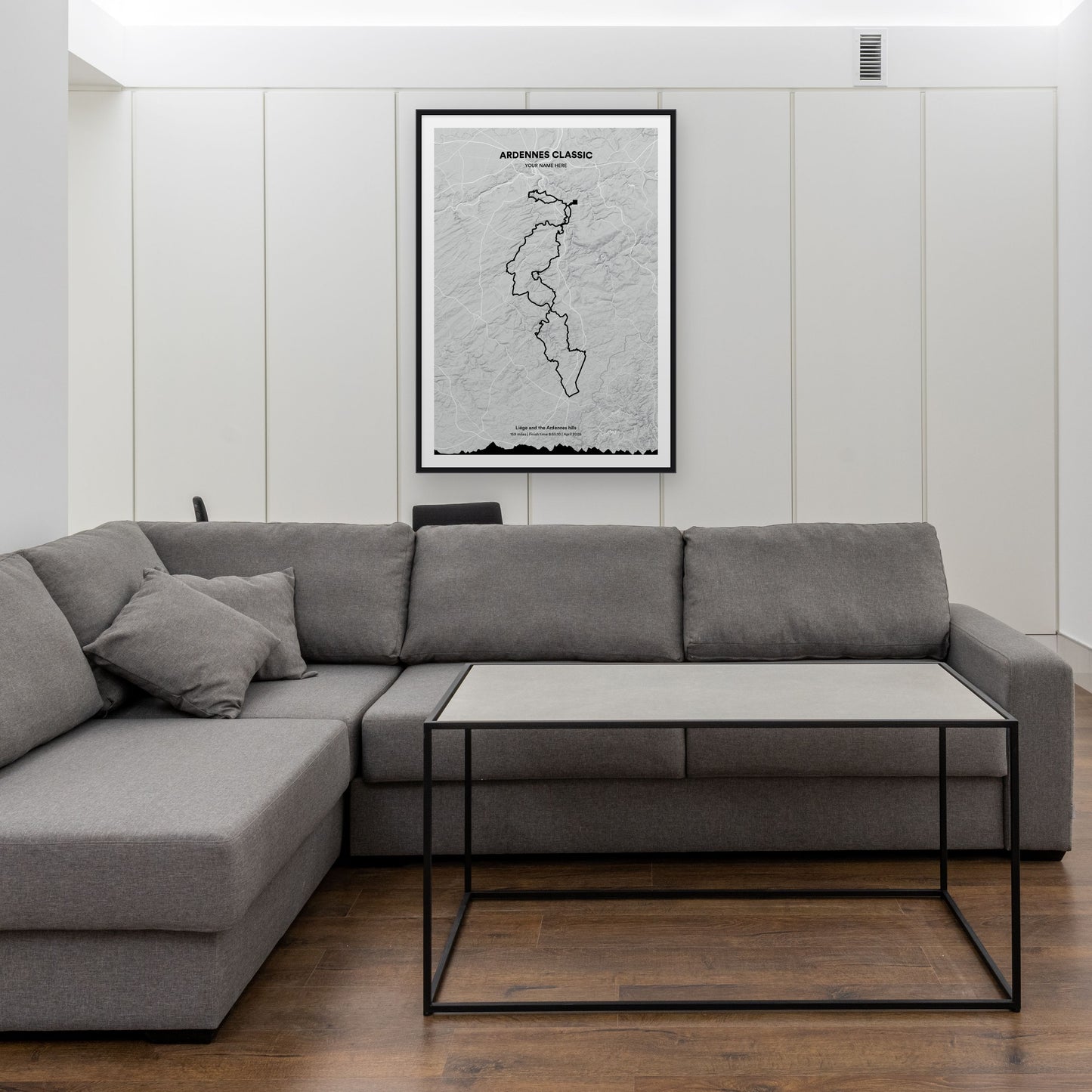 Ardennes Classic map print framed in a room