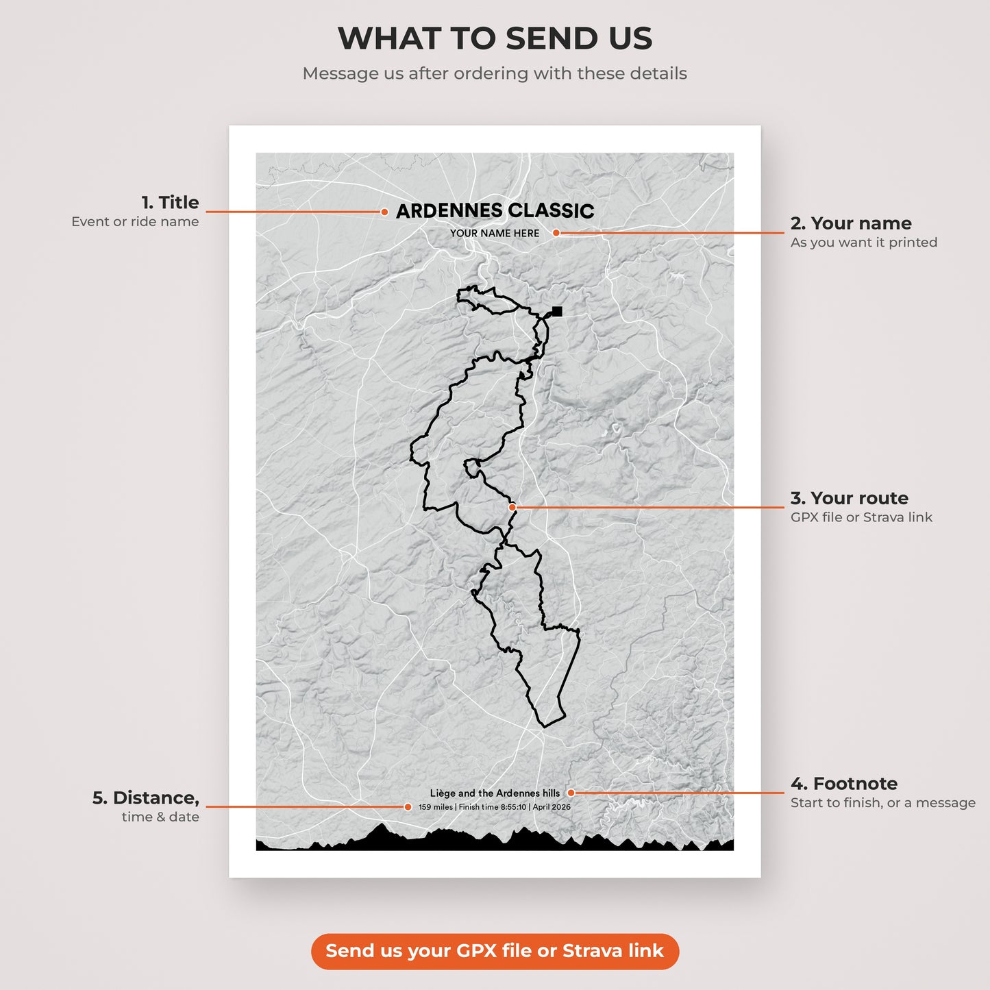 Ardennes Classic map print personalisation explained
