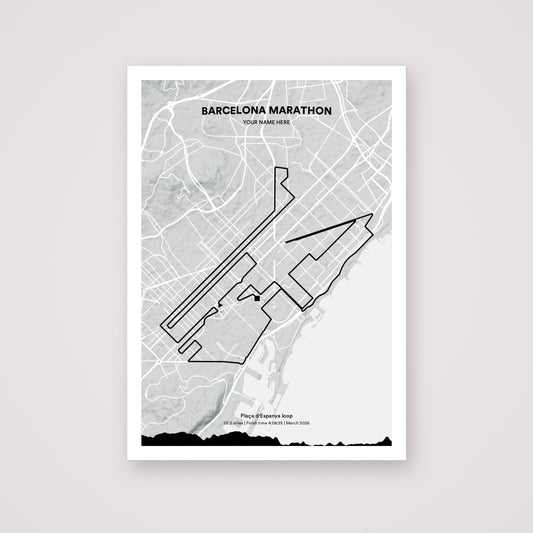 Barcelona Marathon personalised map print