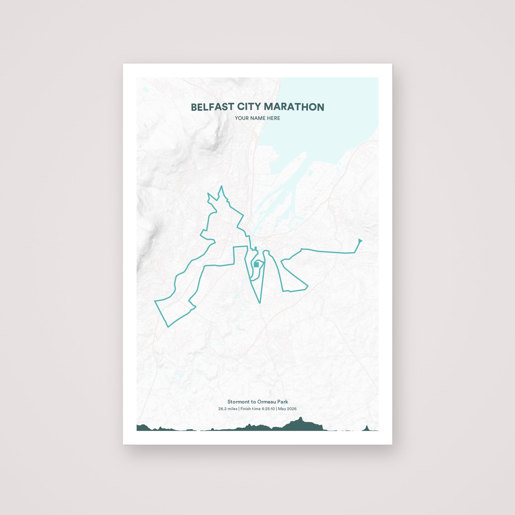 Belfast City Marathon personalised map print