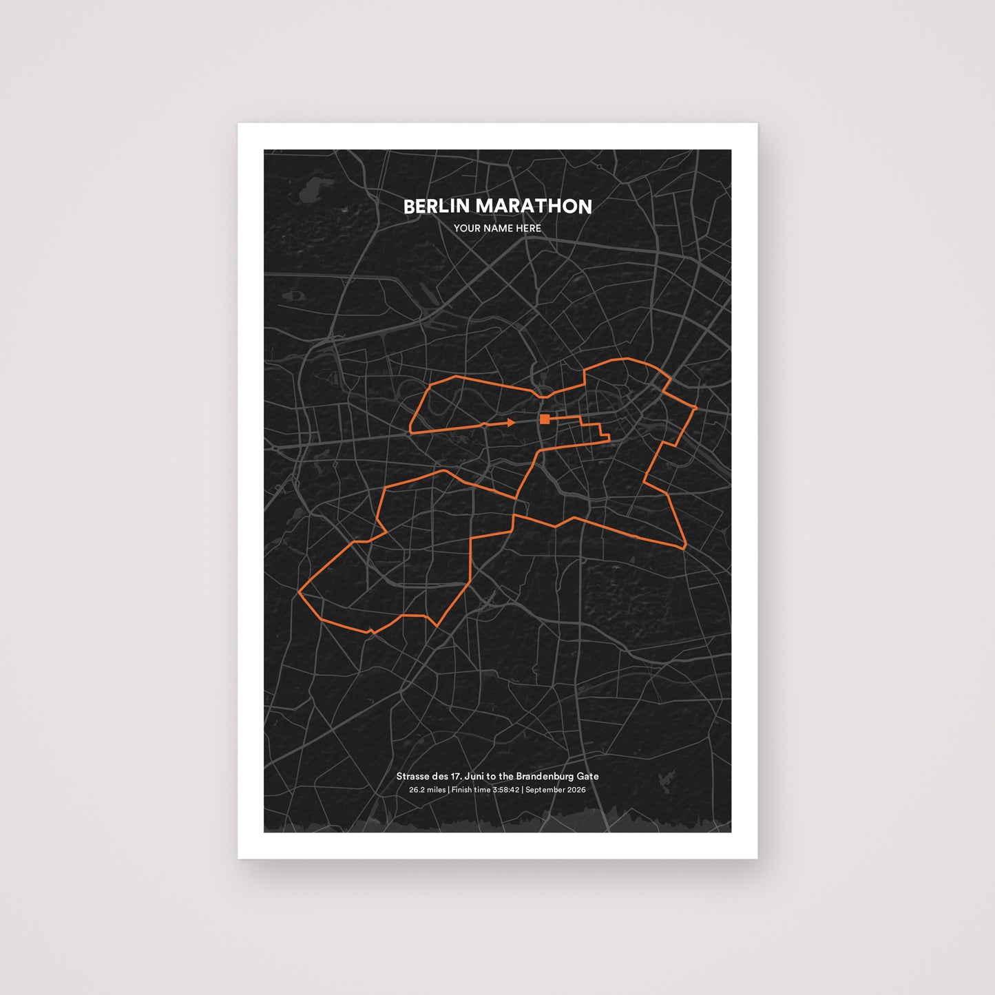 Berlin Marathon personalised map print