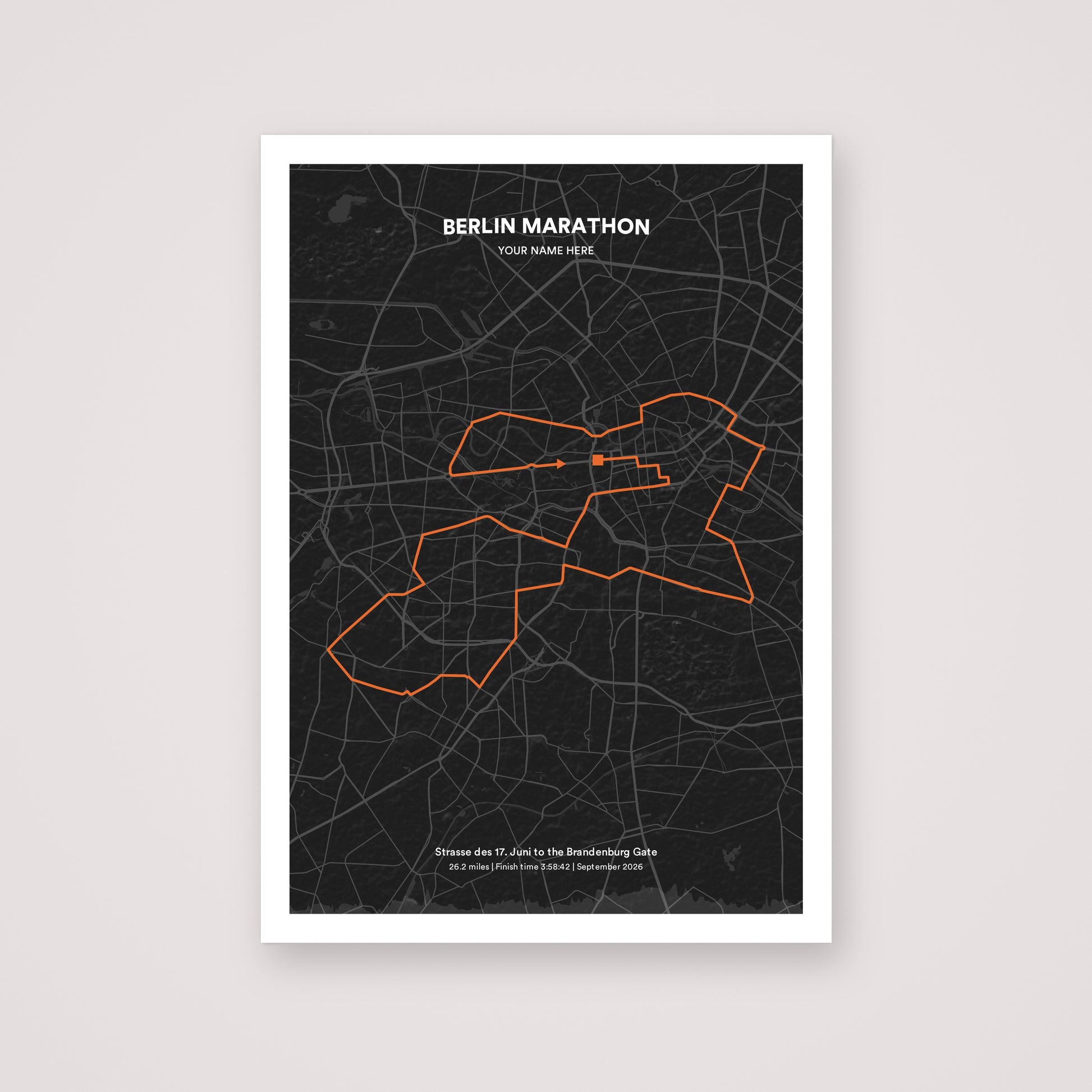 Berlin Marathon personalised map print