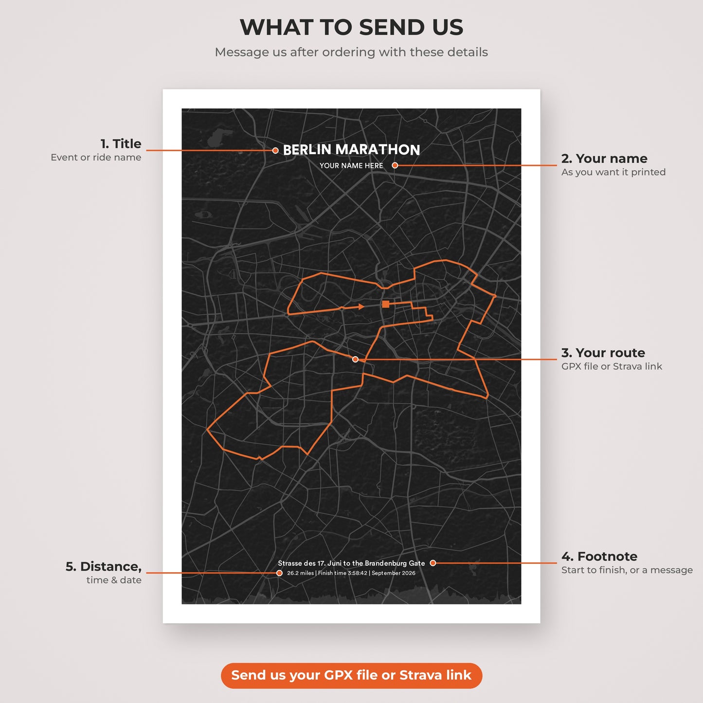 Berlin Marathon map print personalisation explained