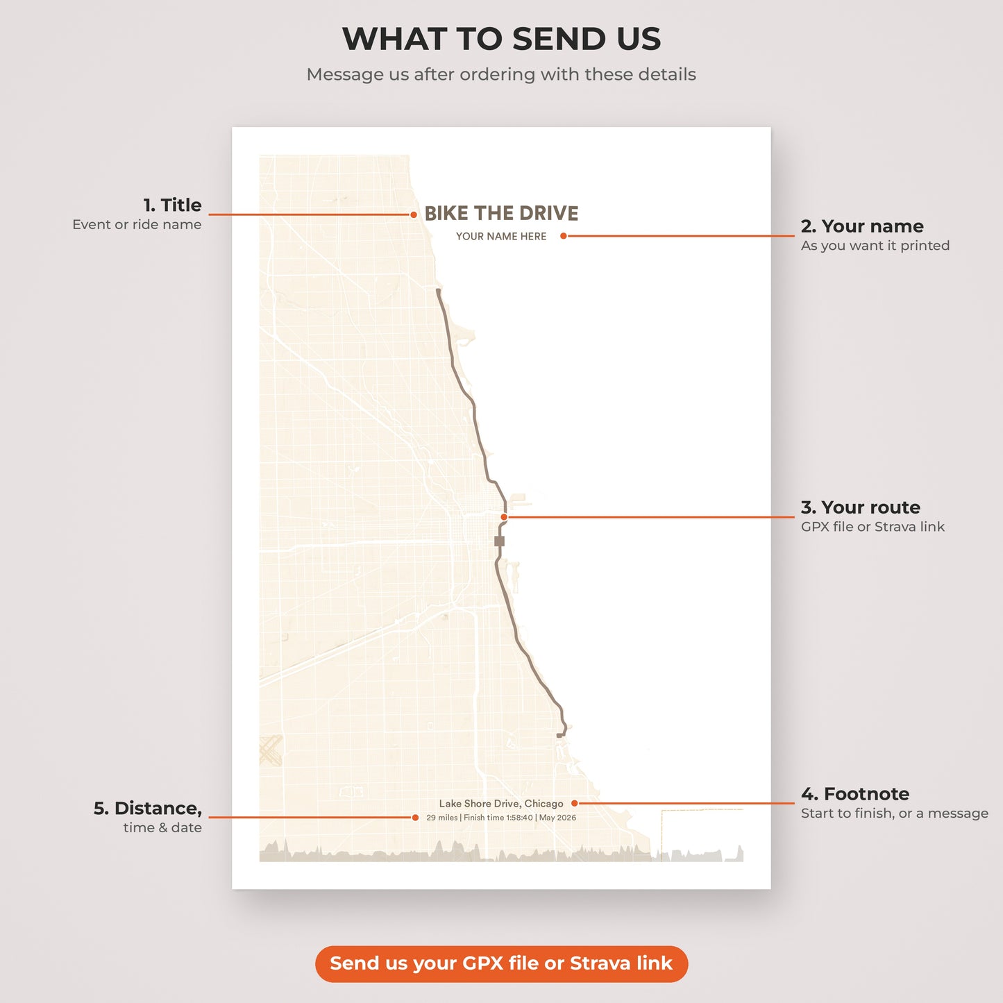 Bike the Drive map print personalisation explained