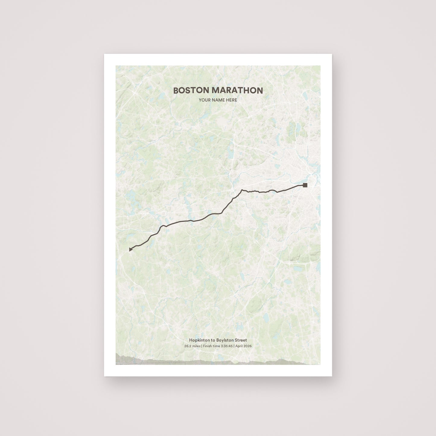 Boston Marathon personalised map print