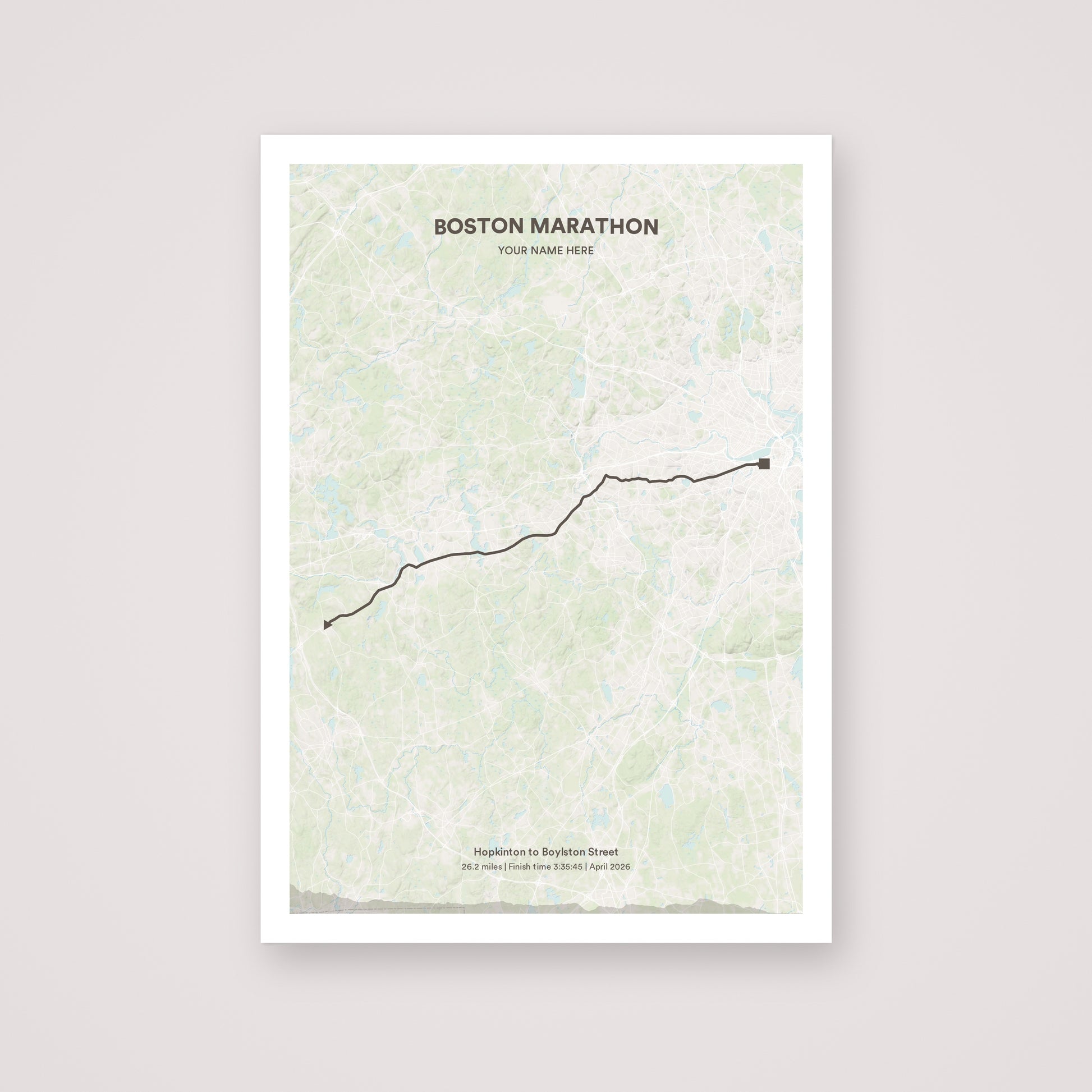 Boston Marathon personalised map print