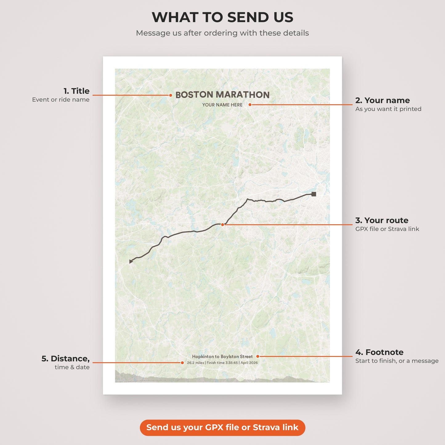 Boston Marathon map print personalisation explained
