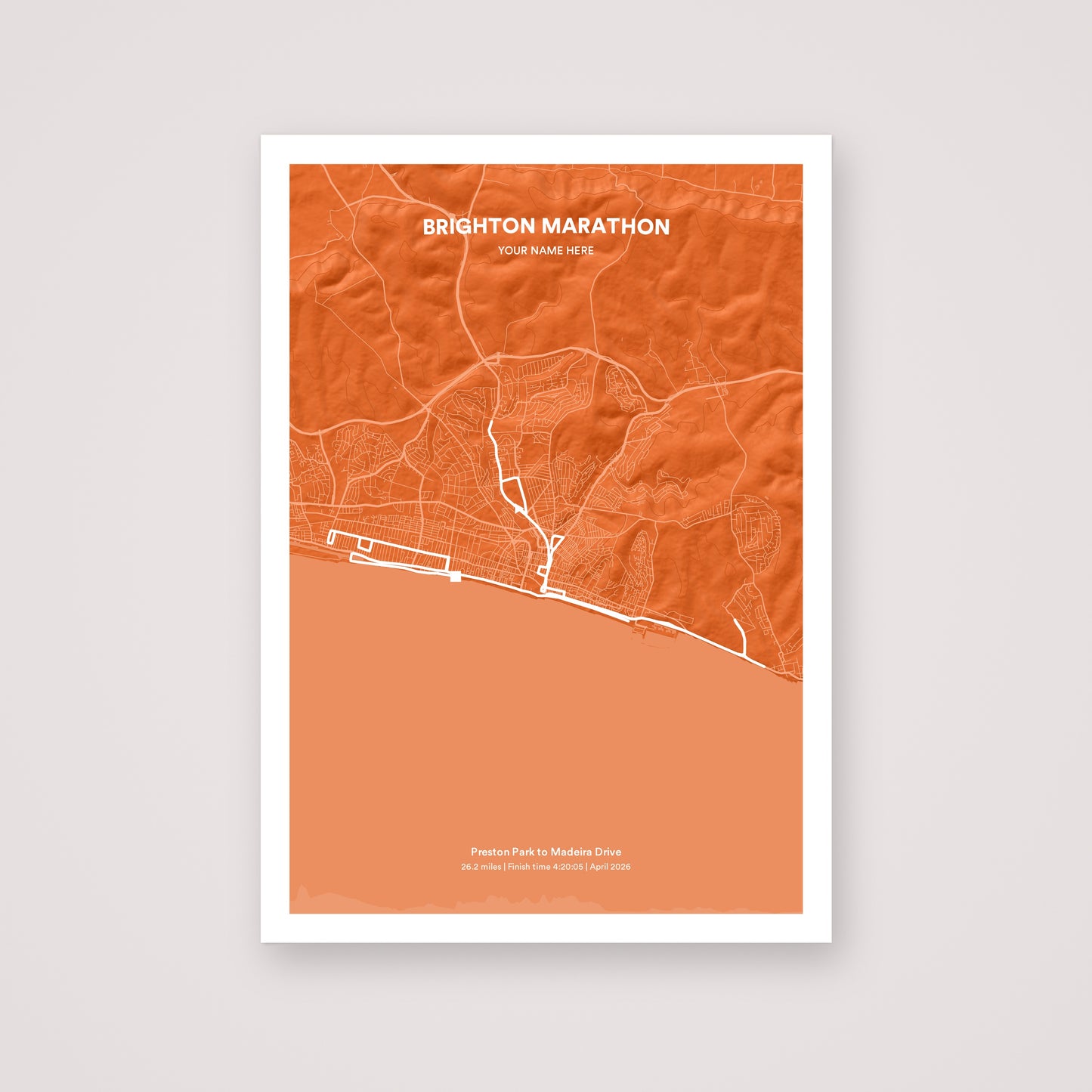 Brighton Marathon personalised map print
