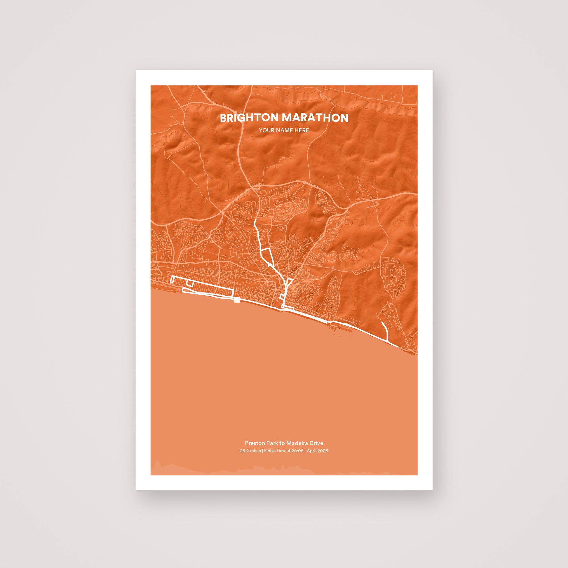 Brighton Marathon personalised map print