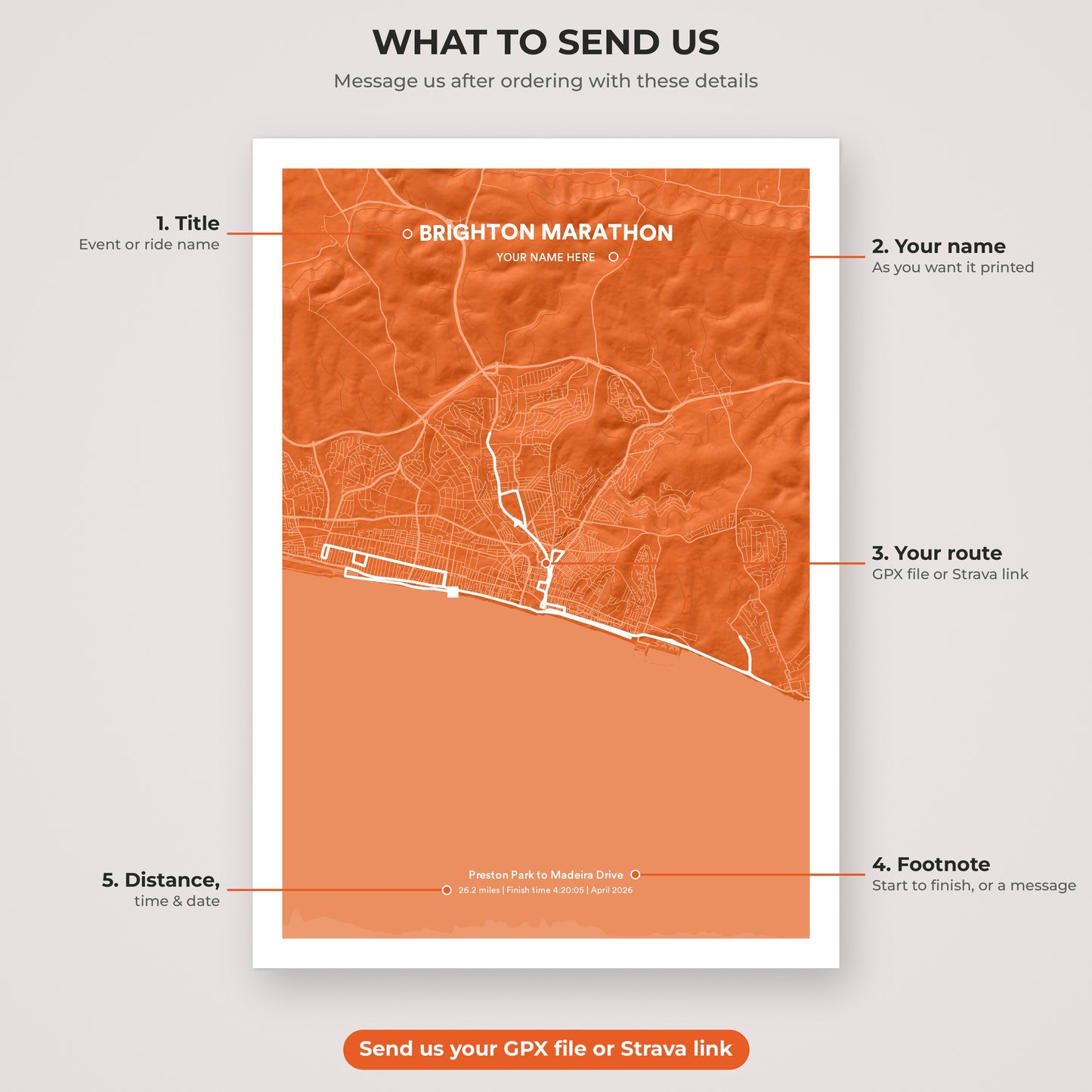 Brighton Marathon map print personalisation explained