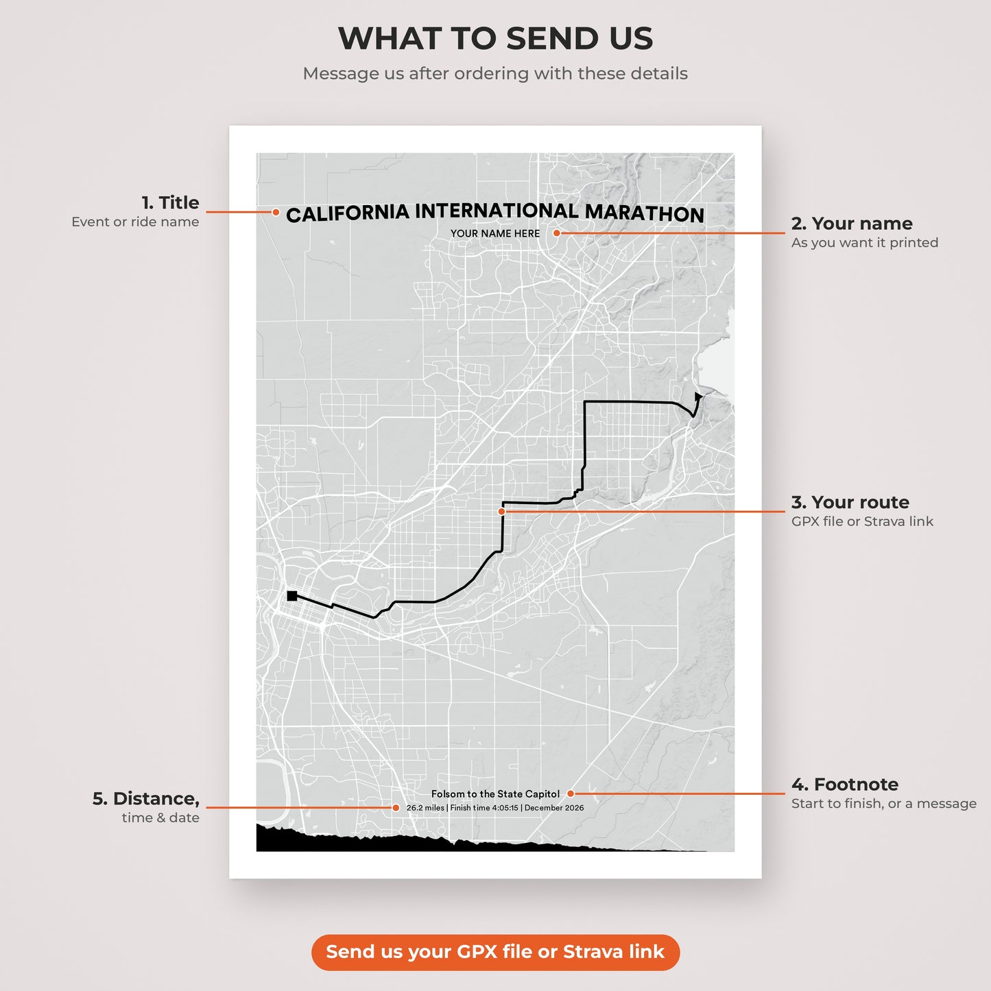 California International Marathon map print personalisation explained