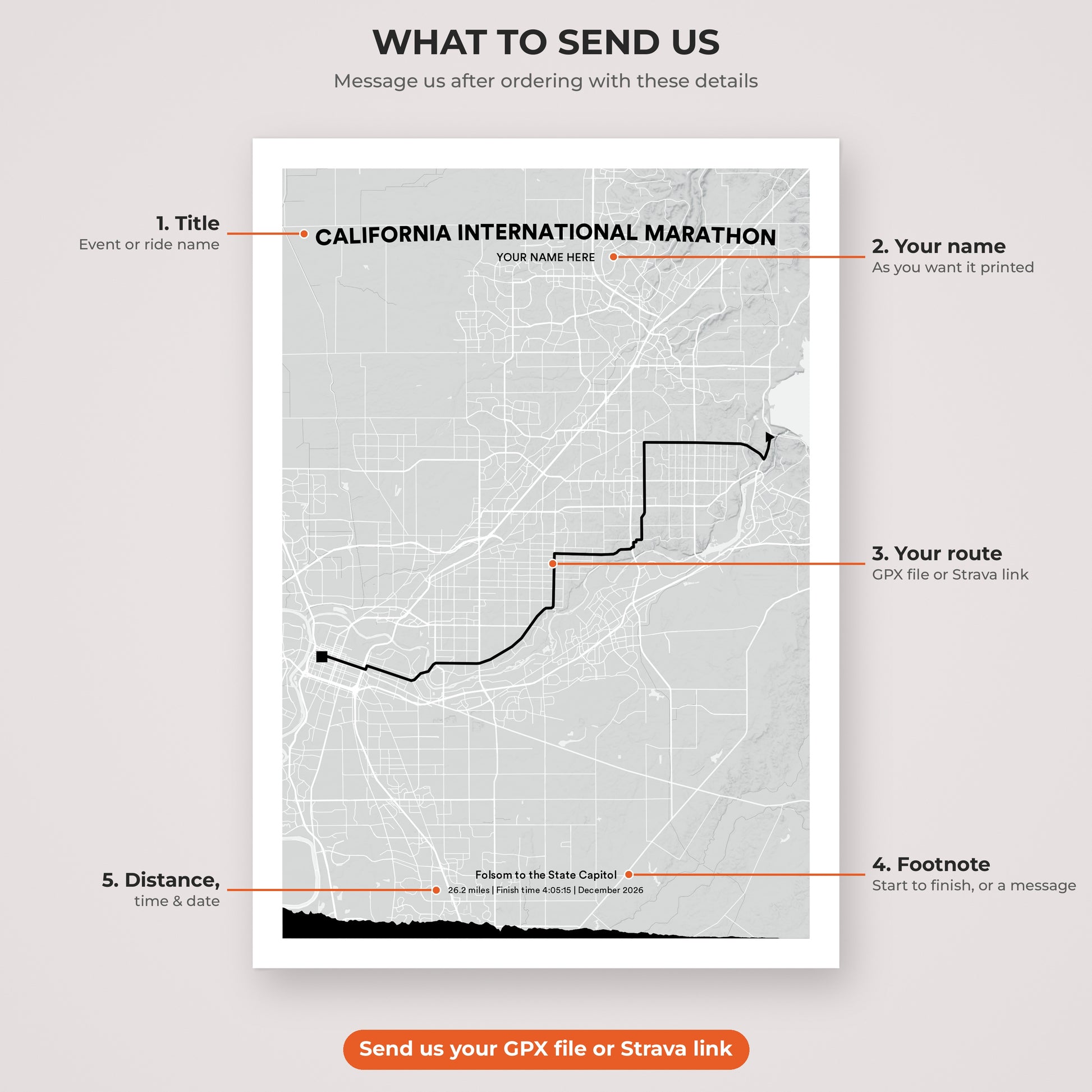 California International Marathon map print personalisation explained
