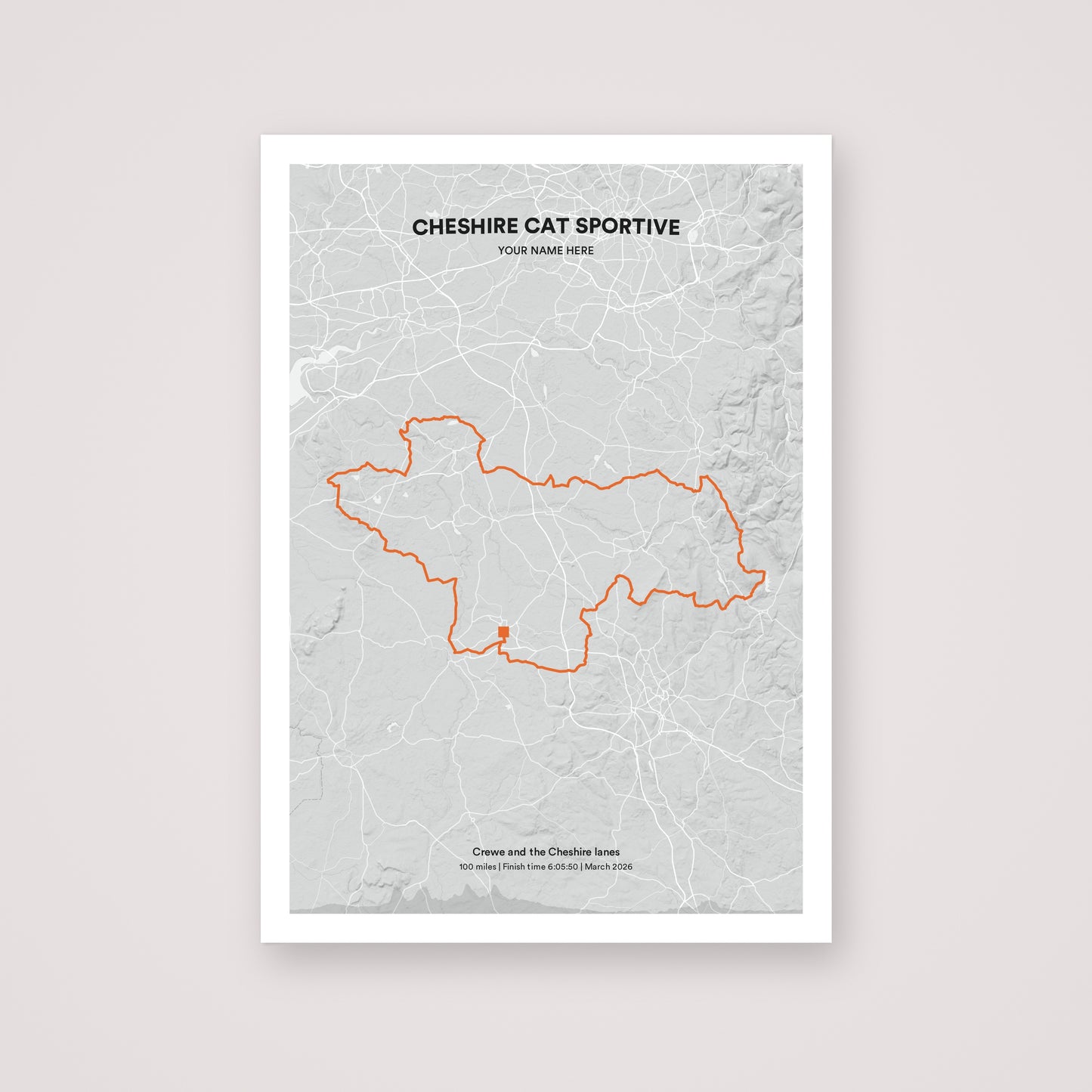Cheshire Cat Sportive personalised map print