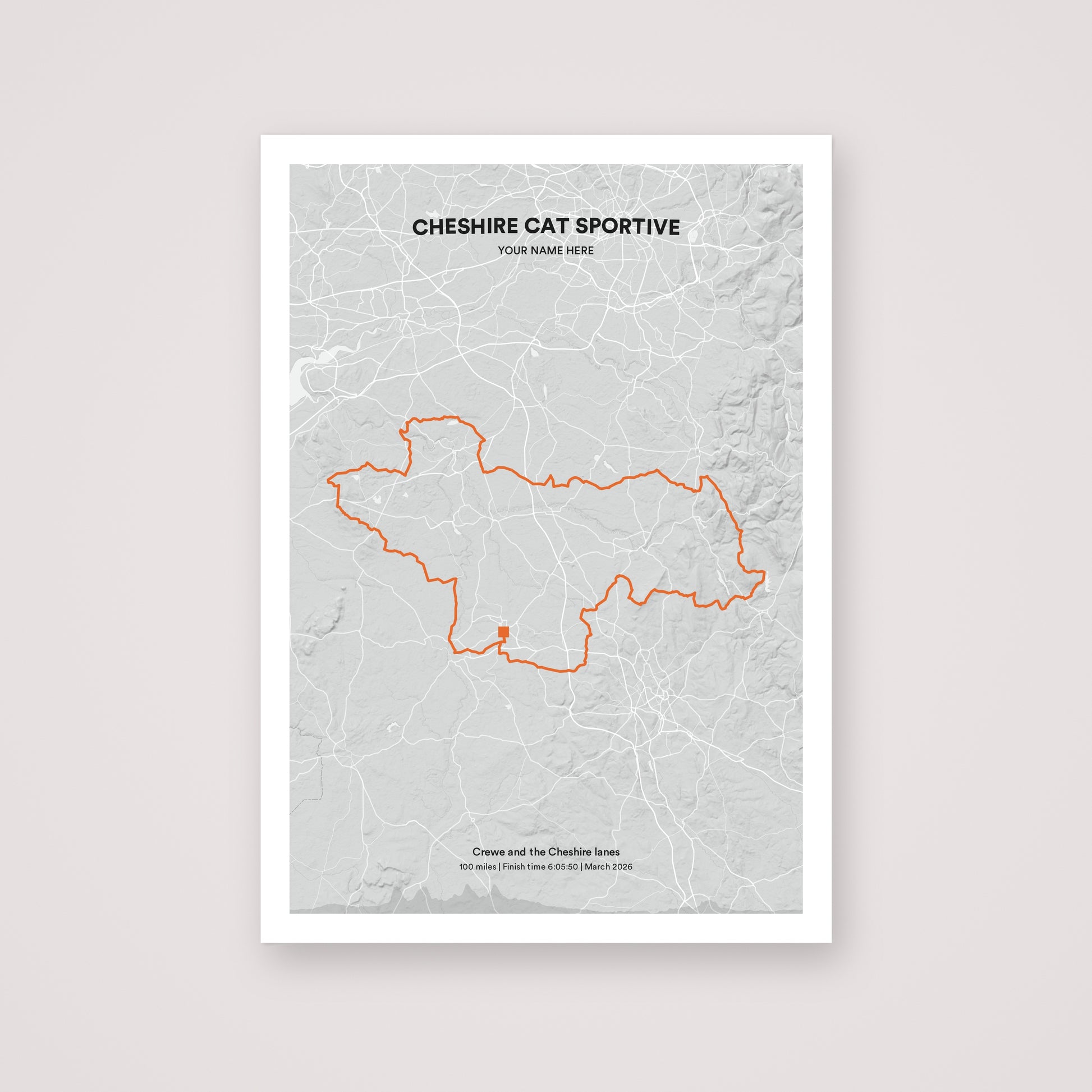 Cheshire Cat Sportive personalised map print
