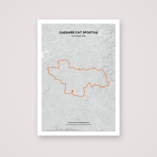 Cheshire Cat Sportive personalised map print