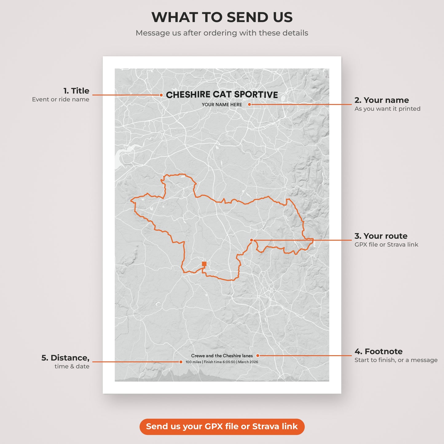Cheshire Cat Sportive map print personalisation explained