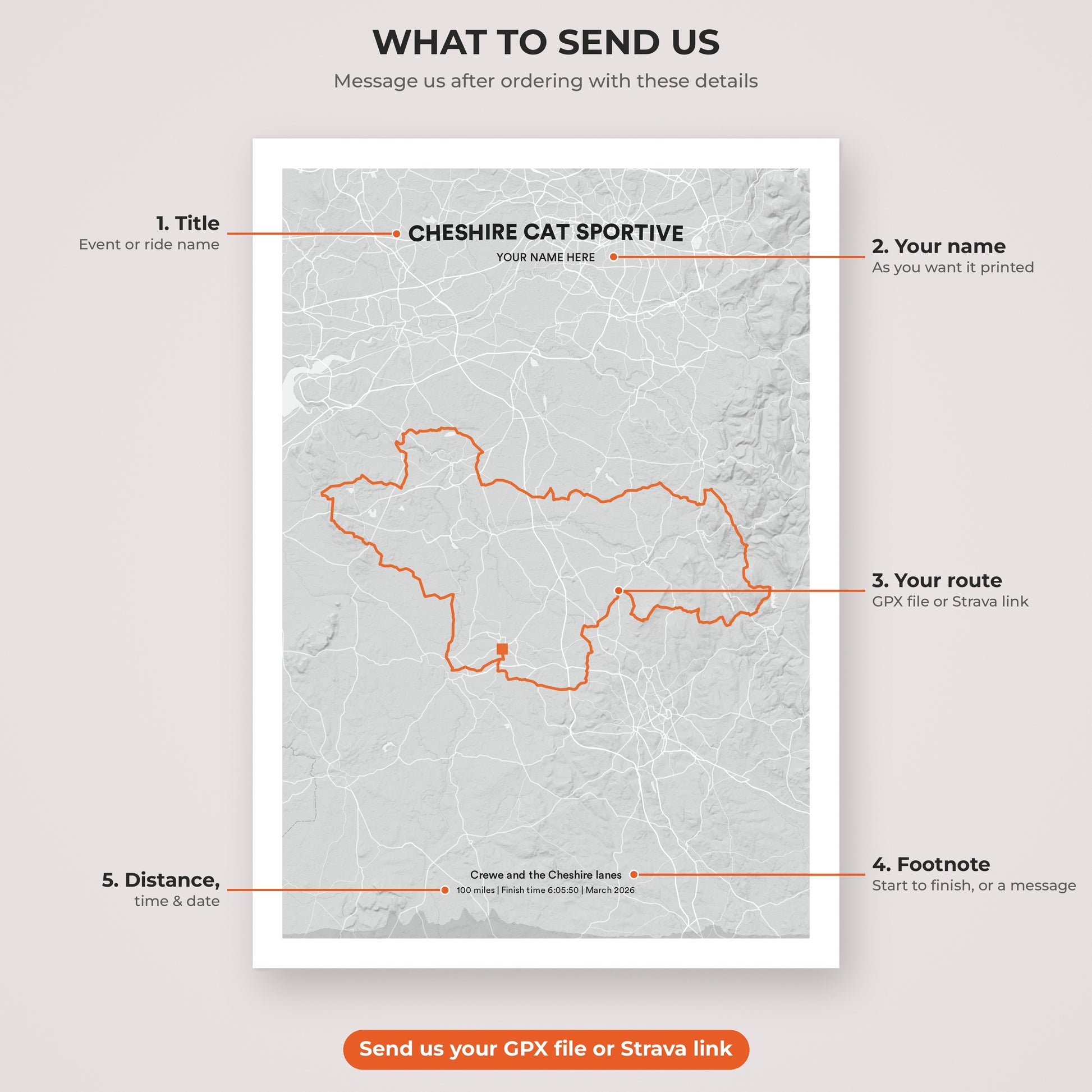 Cheshire Cat Sportive map print personalisation explained
