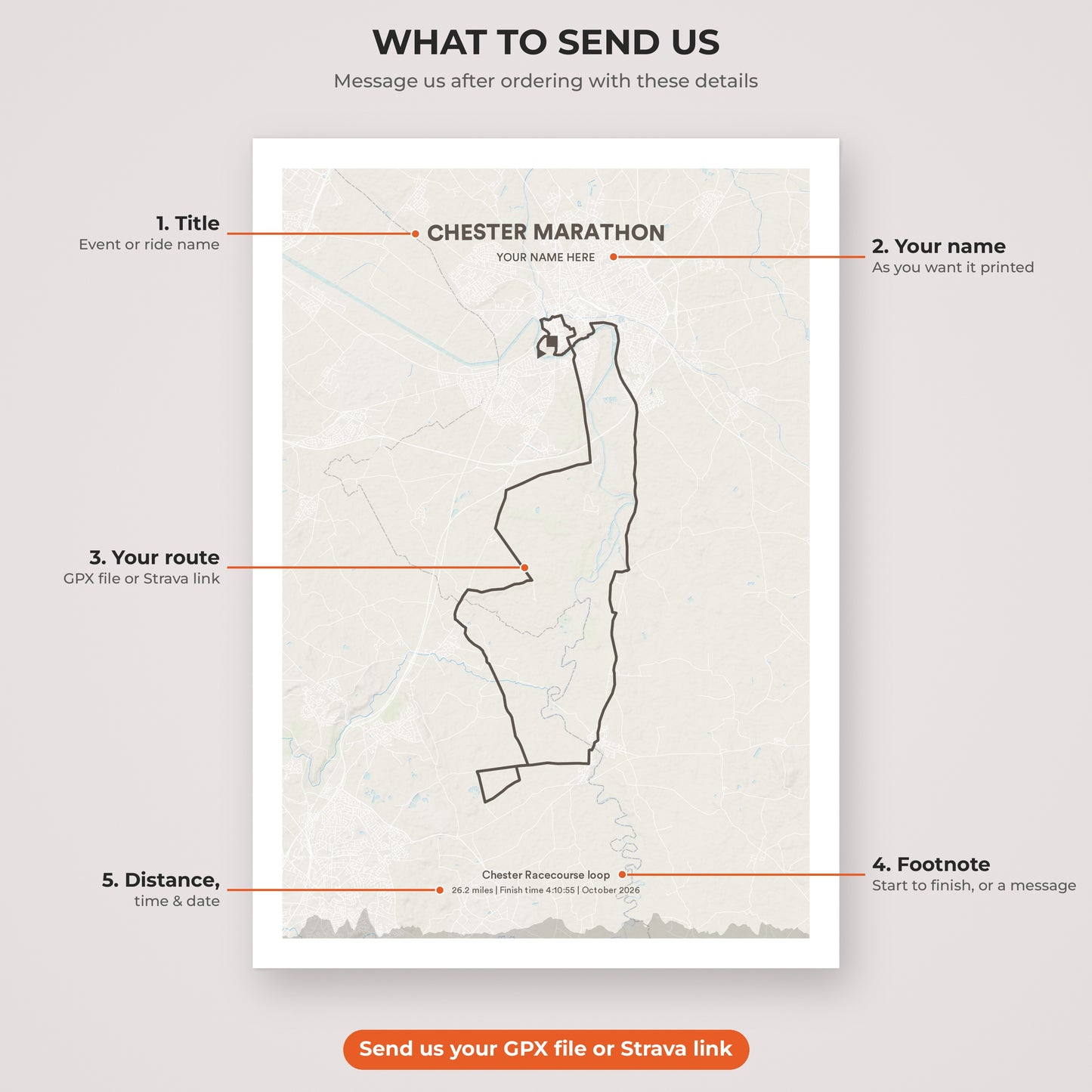 Chester Marathon map print personalisation explained