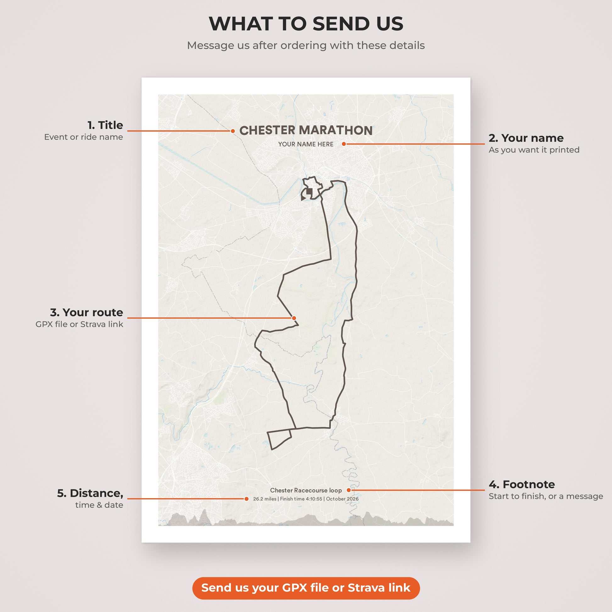 Chester Marathon map print personalisation explained