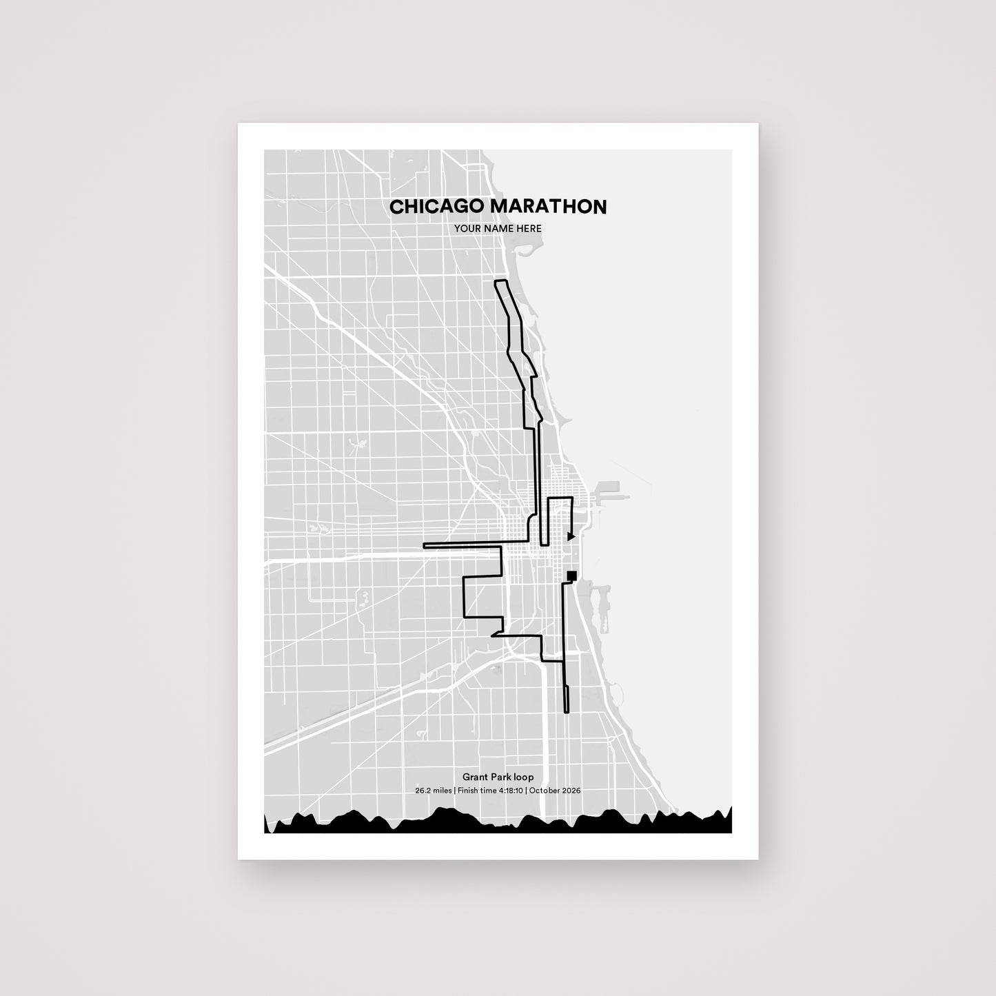 Chicago Marathon personalised map print