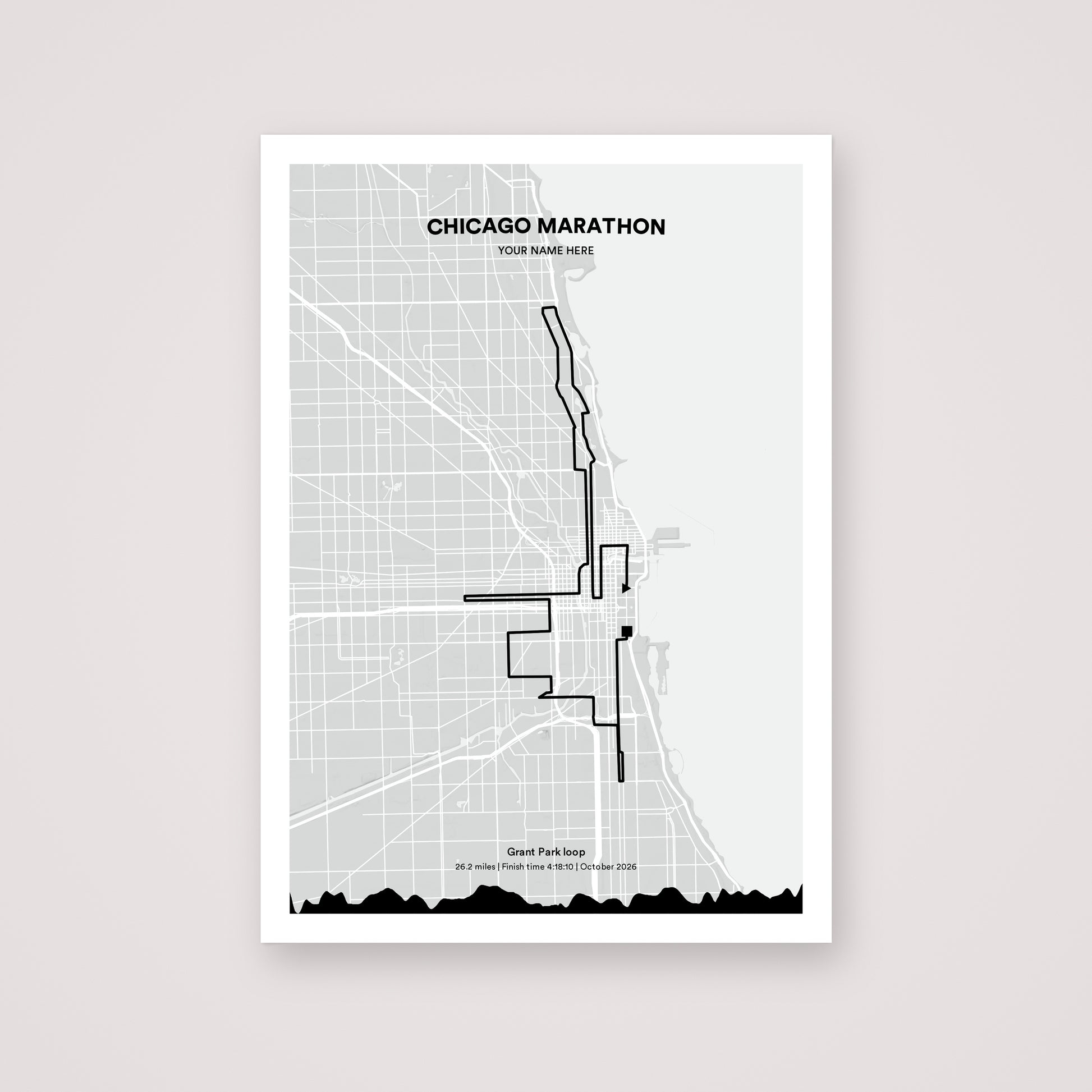 Chicago Marathon personalised map print