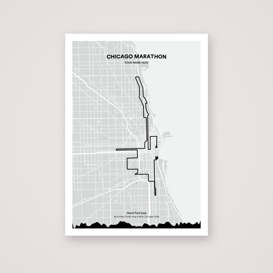 Chicago Marathon personalised map print