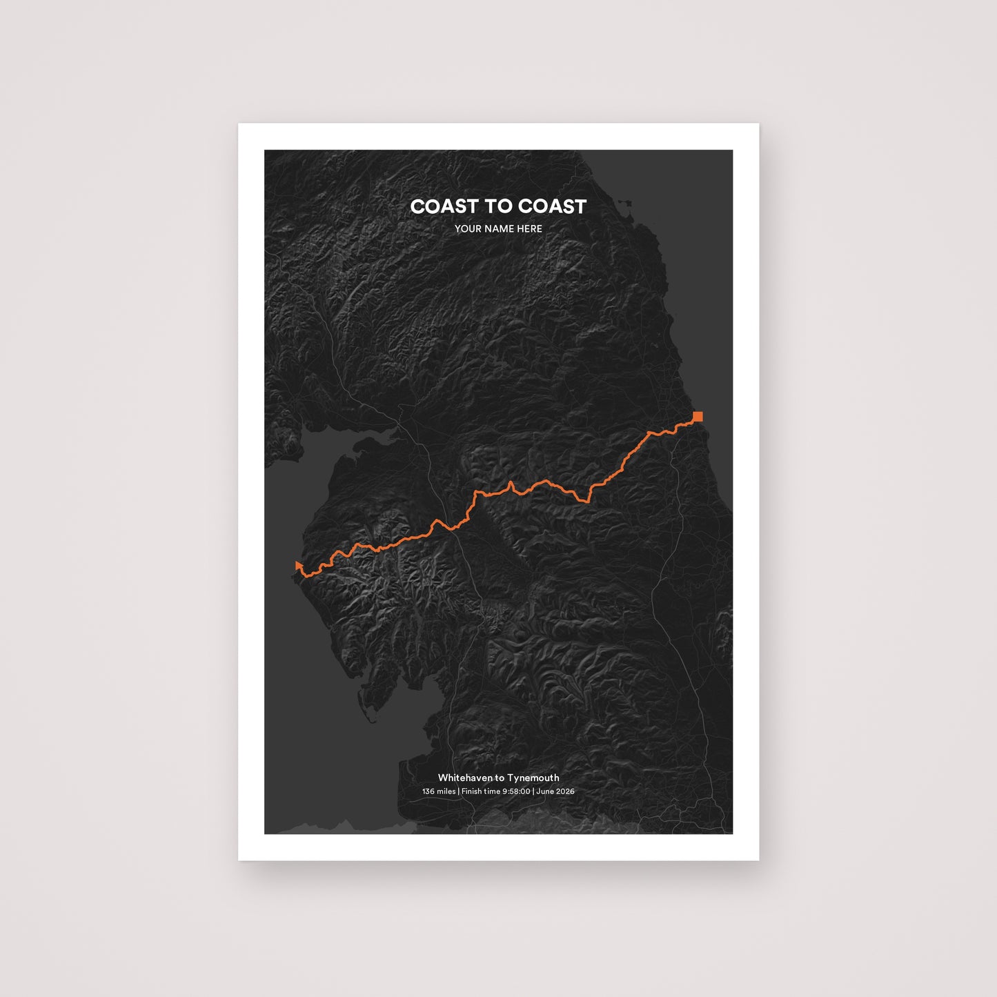 Coast to Coast personalised map print
