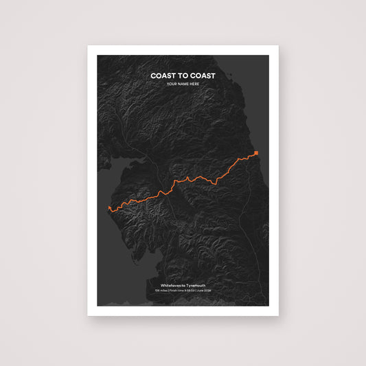 Coast to Coast personalised map print