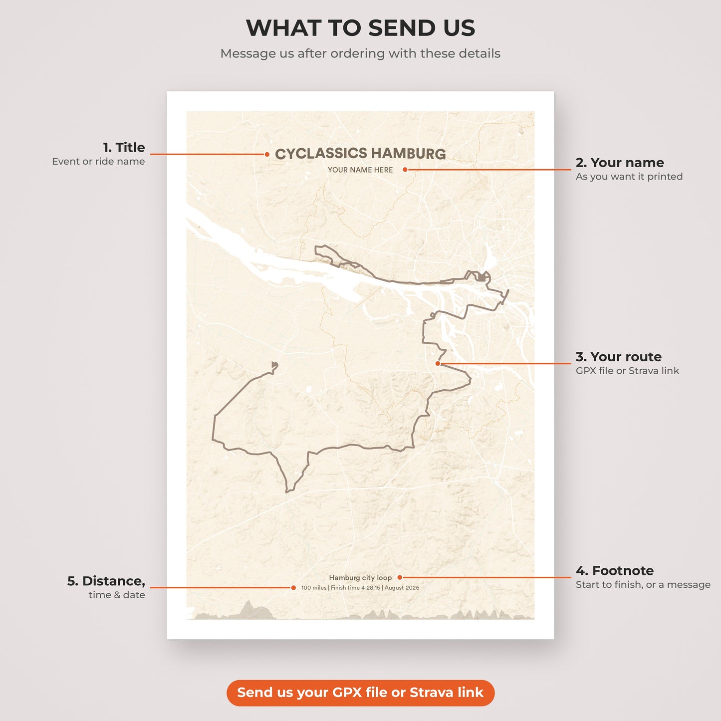 Cyclassics Hamburg map print personalisation explained