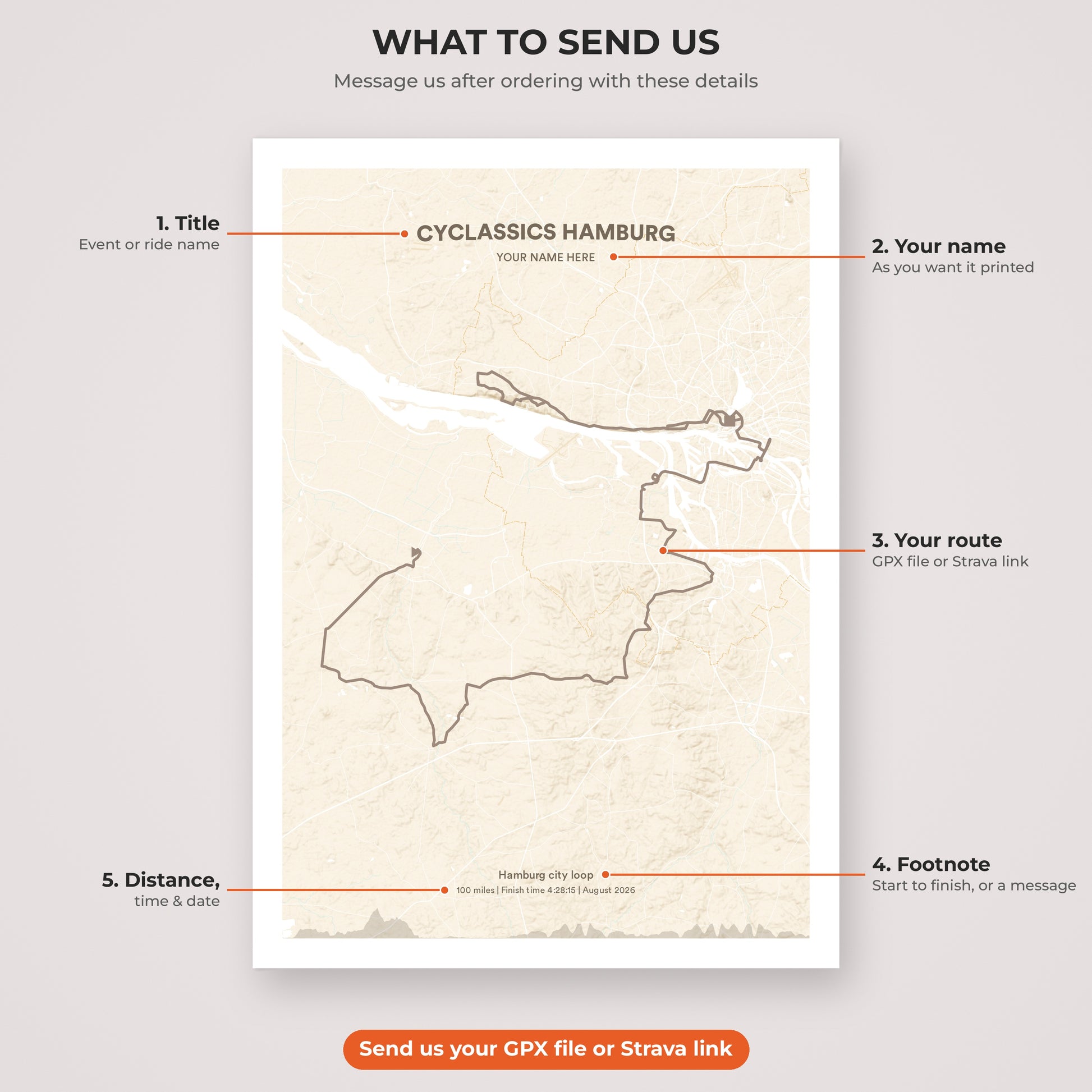 Cyclassics Hamburg map print personalisation explained