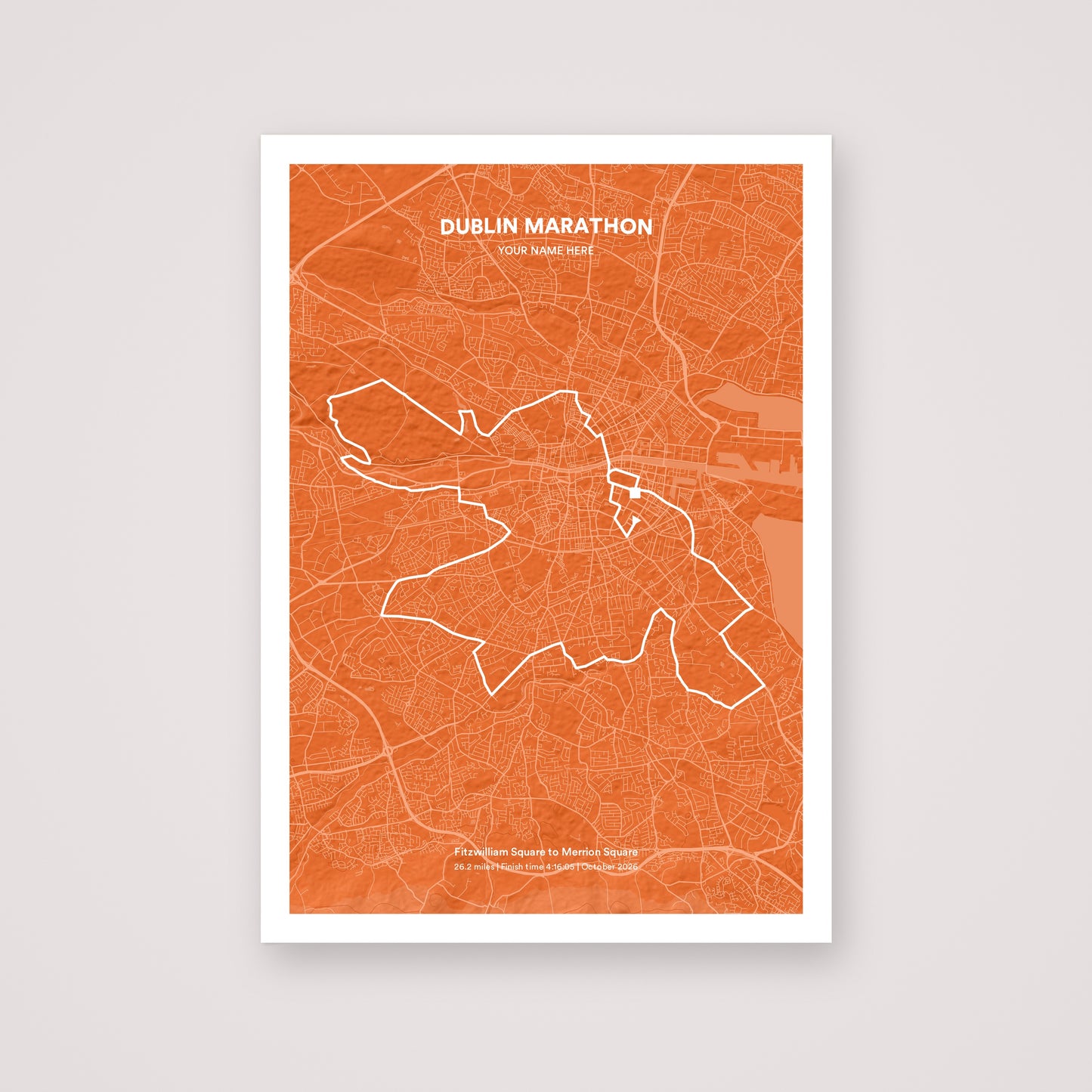 Dublin Marathon personalised map print