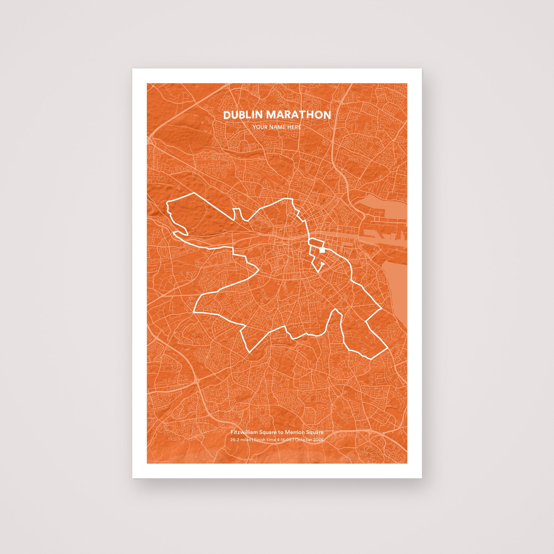 Dublin Marathon personalised map print