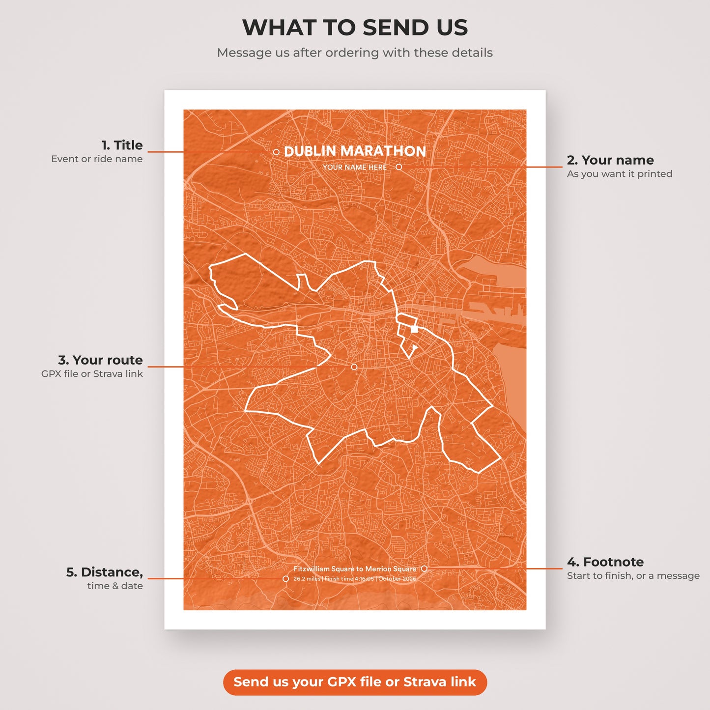 Dublin Marathon map print personalisation explained