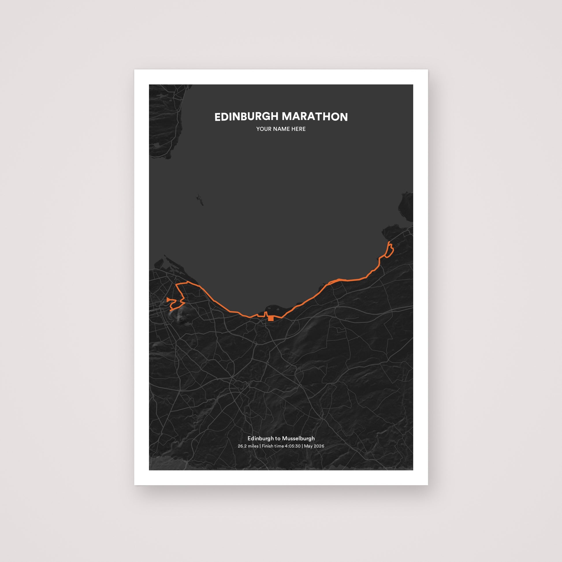 Edinburgh Marathon personalised map print