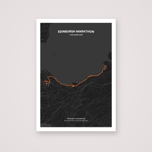 Edinburgh Marathon personalised map print
