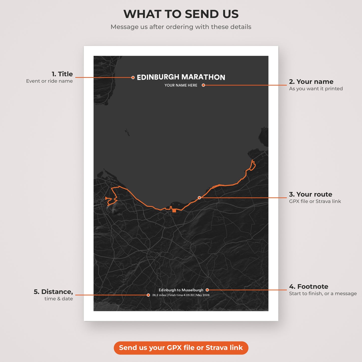 Edinburgh Marathon map print personalisation explained