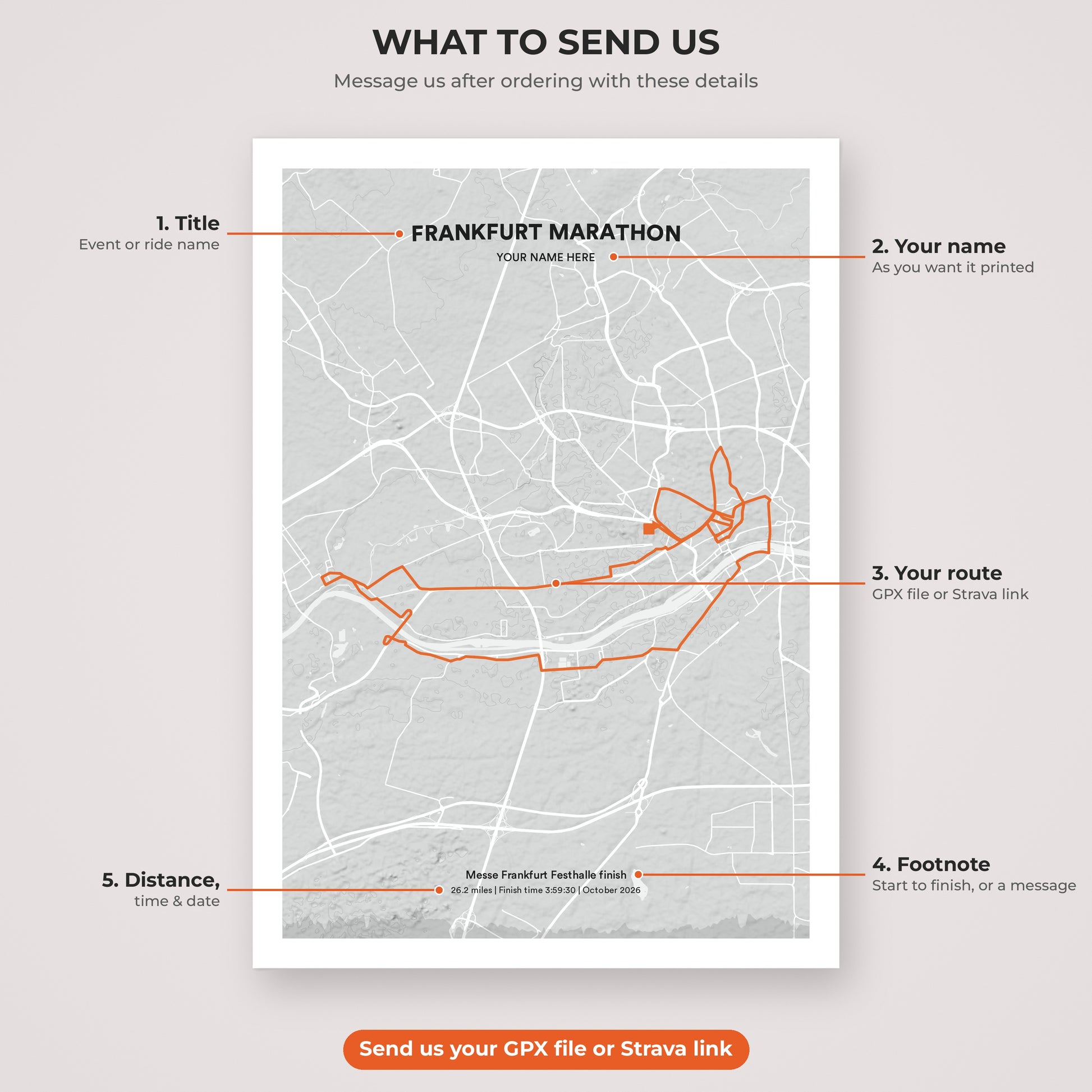Frankfurt Marathon map print personalisation explained