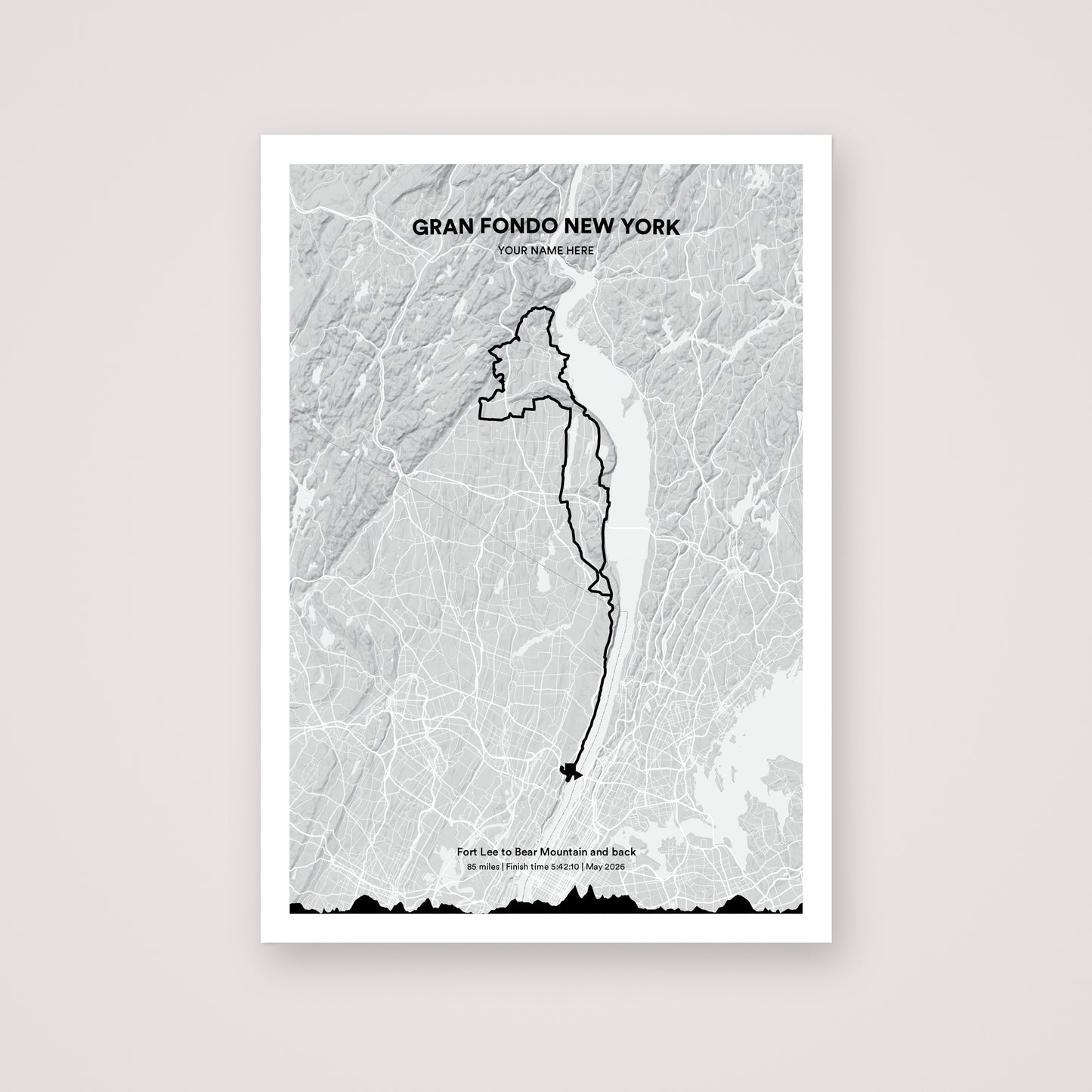 Gran Fondo New York personalised map print