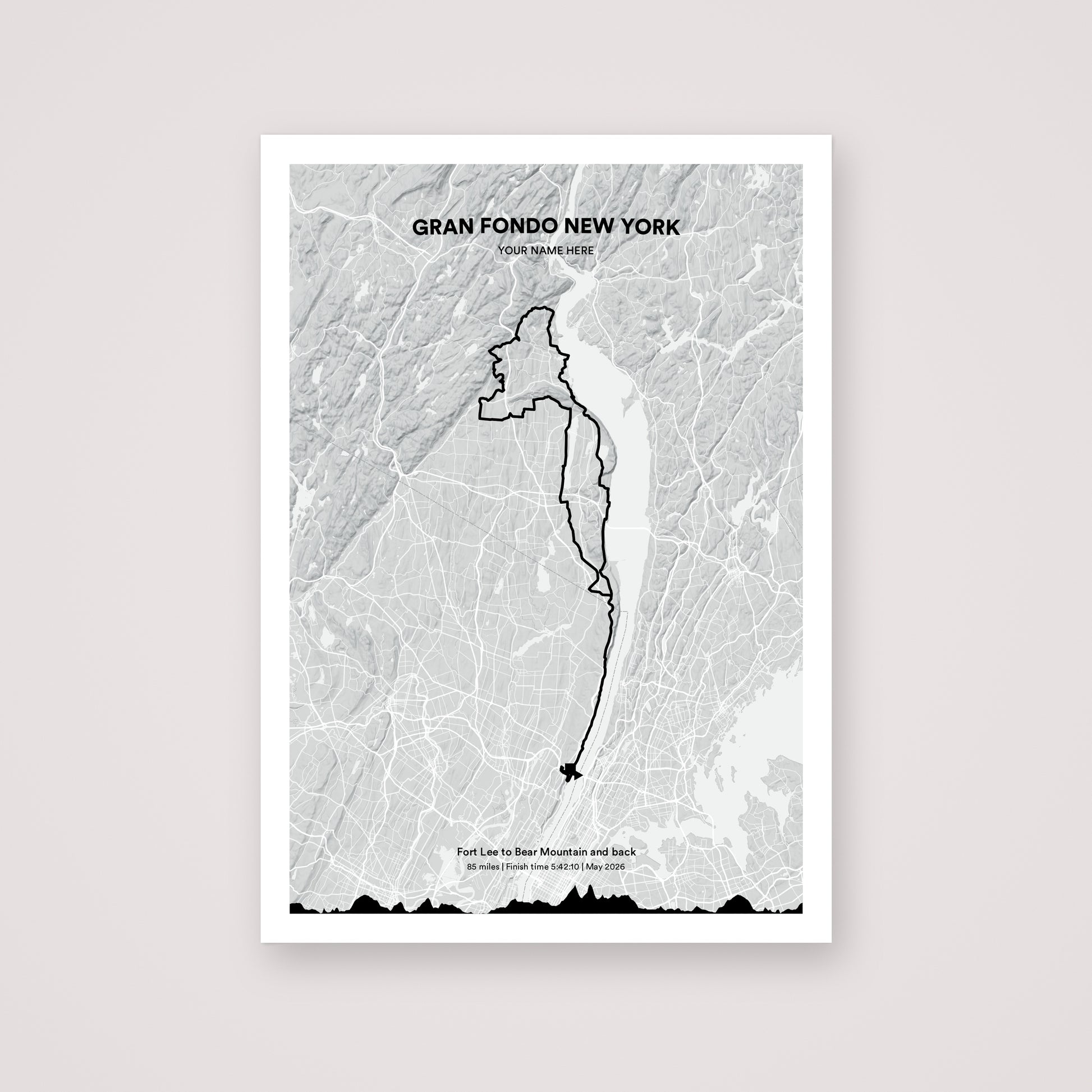 Gran Fondo New York personalised map print
